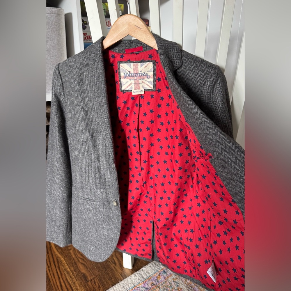 Johnnie B/ Mini Boden Wool Herringbone Sport Coat/ Jacket - Picture 2 of 4